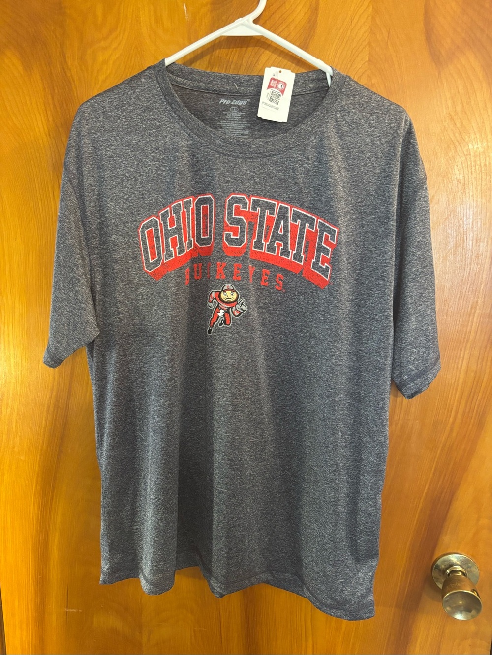 Pro Edge Ohio State Heather Gray Tee with Red Graphic